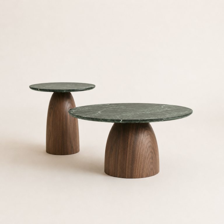 ZEN set stolova, mermer i orah