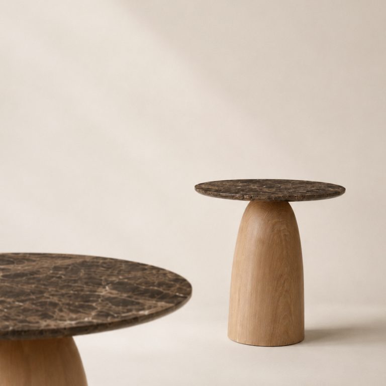 ZEN set stolova, mermer & hrast